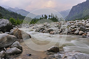 The surrounding mountains and river from Manali