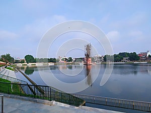 Sursagar lake and big idol of lord Shiva in Vadodara, Gujarat