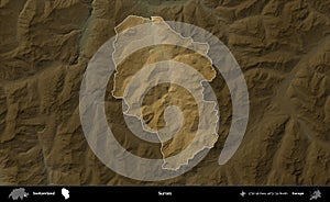 Surses highlighted, Switzerland. Physical