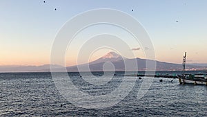 Suruga Bay and Mount Fuji at sunset