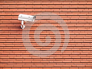 Surveillance camera against wall