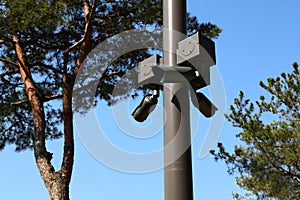 Surveillance camera in city park