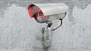 Surveillance Camera on the concret wall 3d