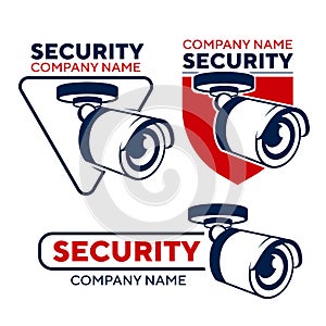 Surveillance camera emblems set isolated