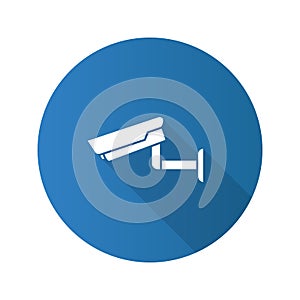 Surveillance camera flat design long shadow glyph icon