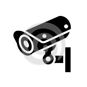Surveillance camera icon. Symbol of surveillance camera. Black surveillance camera icon