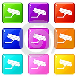 Surveillance camera icons 9 set