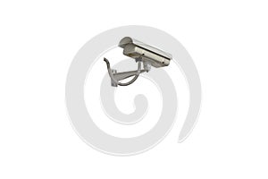 Surveillance camera on an isolated white background