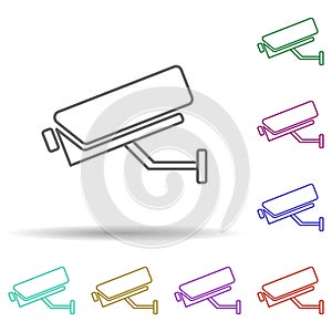 Surveillance camera multi color icon. Simple thin line, outline vector of security icons for ui and ux, website or mobile