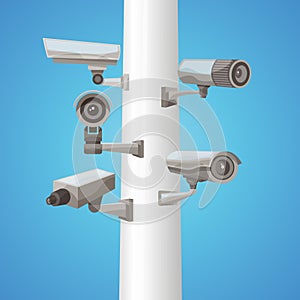 Surveillance Camera On Pillar