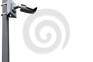 surveillance camera pole copy space white background