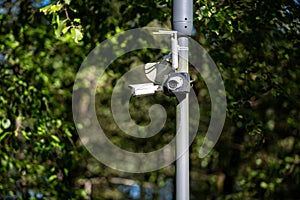 Surveillance camera security cam in the park