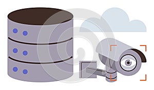 Surveillance Camera and Server Database with Cloud Connection for Security and Data Storage