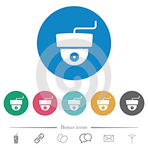 Surveillance camera solid flat round icons