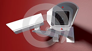 Surveillance Cameras On Red