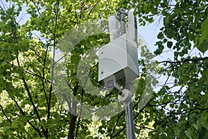 Surveillance cctv security camera outdoor in park