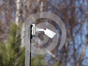 The surveillance system is located on a pole in the open. Threat to confidentiality and protection of personal data. Security