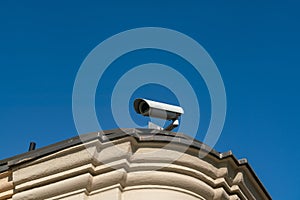 Surveillance video cameras placed to control buildings and entrances help to verify crimes and area security. security camera