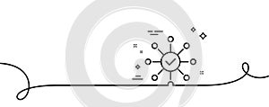 Survey check line icon. Correct answer sign. Continuous line with curl. Vector