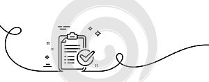 Survey checklist line icon. Report sign. Continuous line with curl. Vector