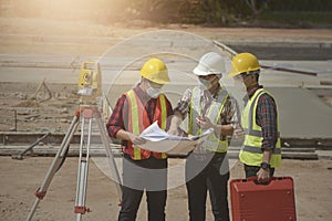 Survey engineer in construction site