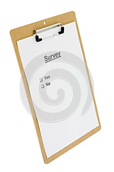 Survey form on a clipboard