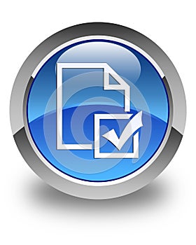 Survey icon glossy blue round button