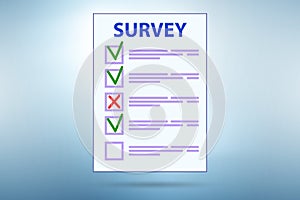 Survey questionnaire with tick boxes