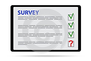 Survey questionnaire with tick boxes