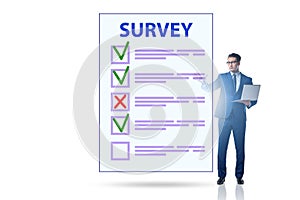 Survey questionnaire with tick boxes