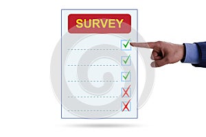 Survey questionnaire with tick boxes