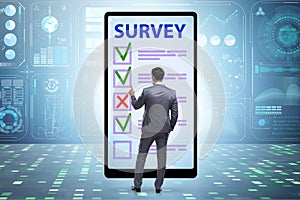 Survey questionnaire with tick boxes