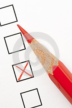 Survey with Red X and Red Pencil