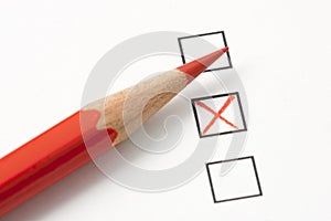 Survey with Red X and Red Pencil