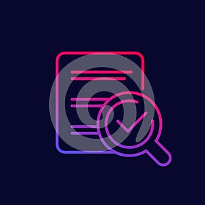 Survey report, search in data line vector icon