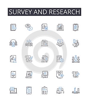 Survey and research line icons collection. E-commerce, Digital, Online, Shopping, Cybersecurity, Transactions