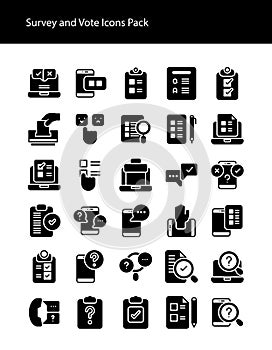 Survey and vote glyph solid icons