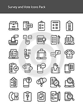 Survey and vote glyph solid icons pack