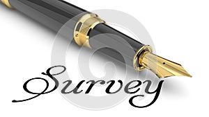 Survey word and fountain pen