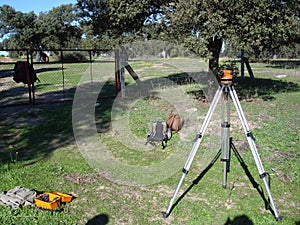 Surveying by a land surveyor in geodesy