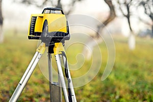 Surveying measuring equipment level theodolite on tripod