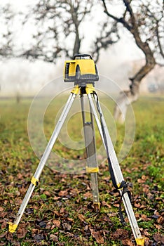 Surveying measuring equipment level theodolite on tripod