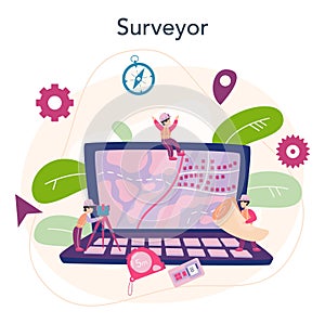 Surveyor concept. Geodesy science , land surveying technology