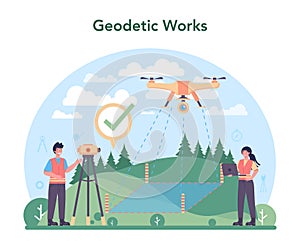 Surveyor concept. Land surveying technology, geodesy science