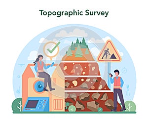 Surveyor concept. Land surveying technology, geodesy science