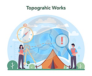 Surveyor concept. Land surveying technology, geodesy science