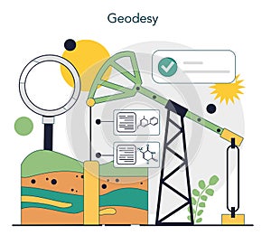 Surveyor concept. Land surveying technology, geodetic work.