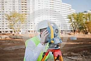 Surveyor engineer in protective wear