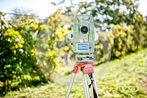 surveyor engineering equipment with theodolite and total station