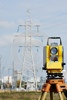 Surveyor equipment at construction site